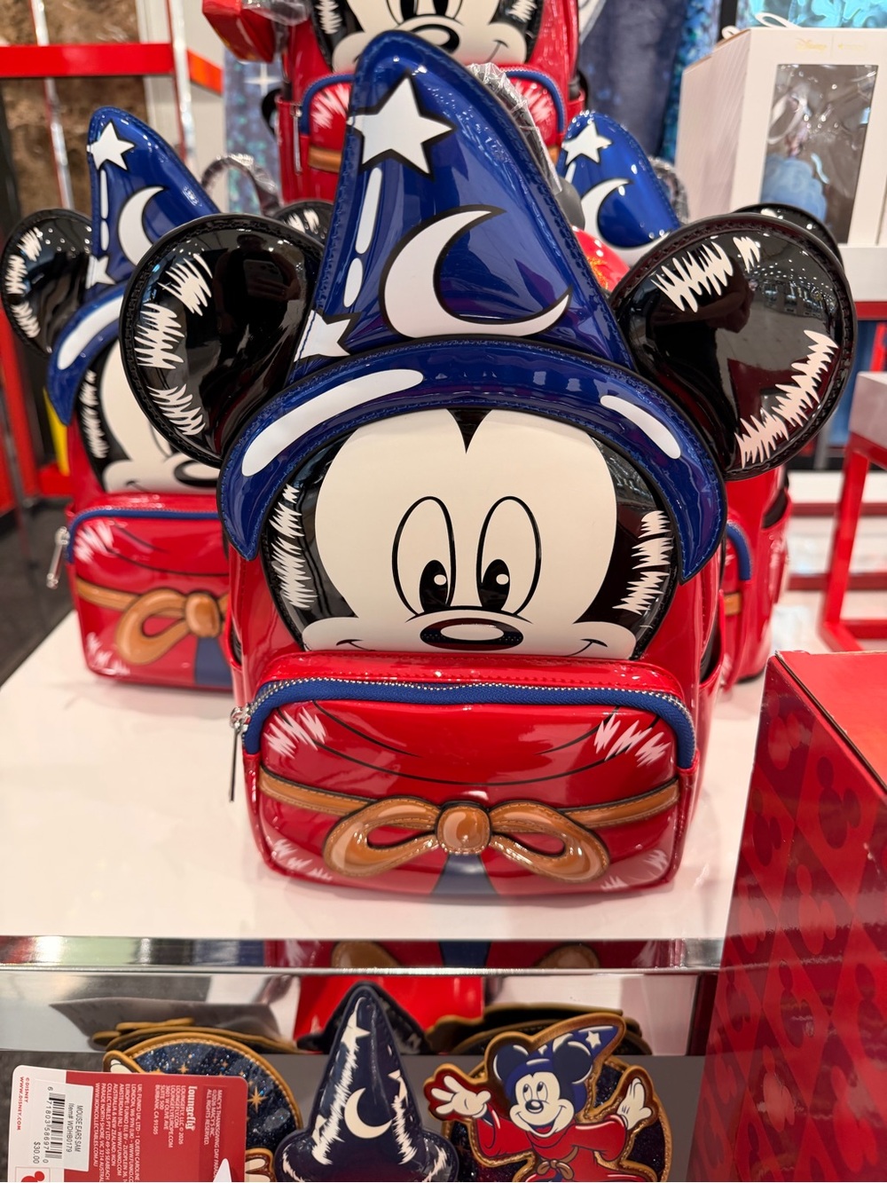 Exclusive Disney Mickey Mouse Kids Backpack - Red, Blue, Black, White, Gold